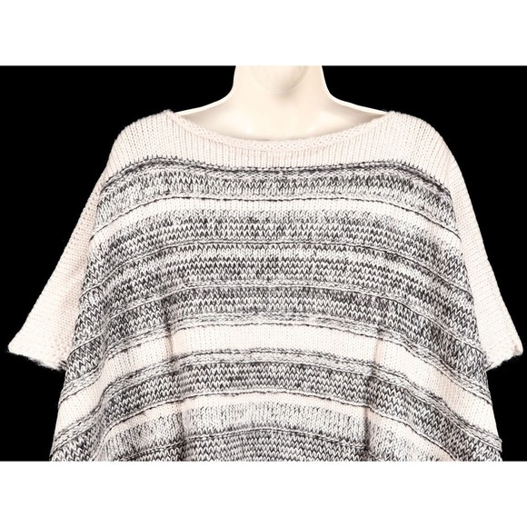 Lane Bryant Womens Short Knit Poncho Sweater OS One Size Palomino Tan Black  New - Picture 9 of 11